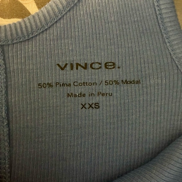 Vince Blue Ribbed Tank Top - Picture 8 of 10